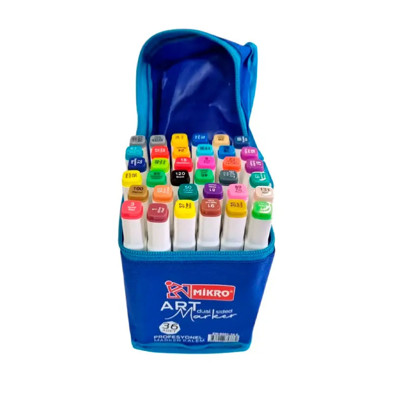 Mikro ZW8001 Art Dual Side Profesyonel Çift Taraflı Marker Çantalı 36 Renk