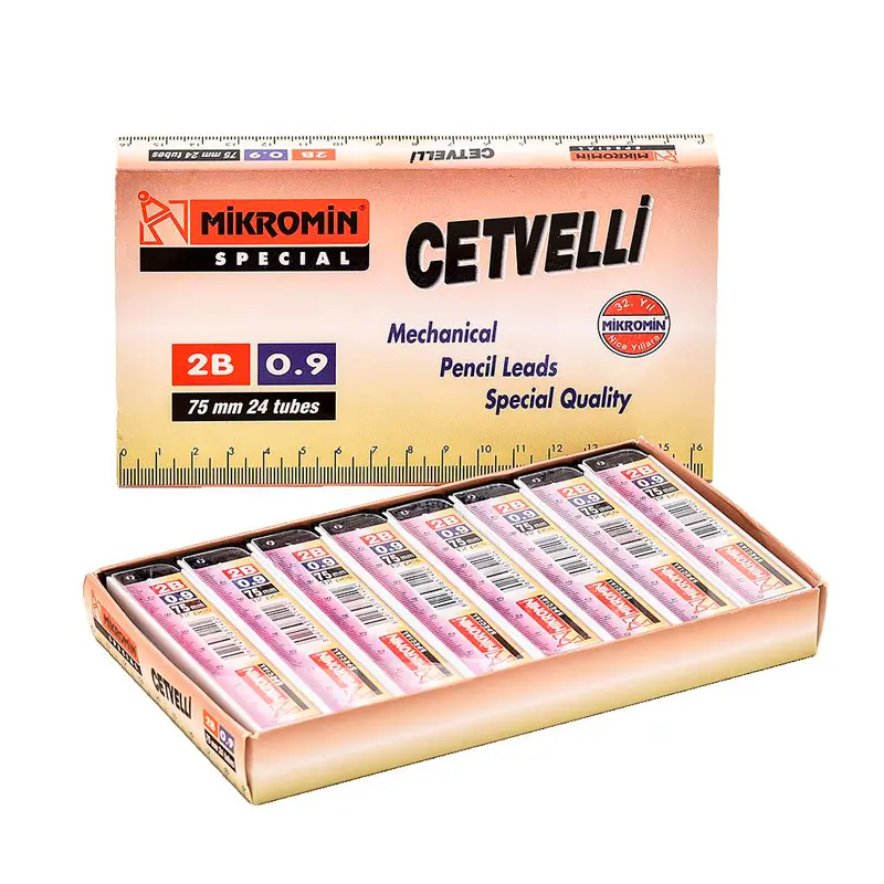 Mikro M-750 Cetvelli Kurşun Kalem Ucu 75mm (min) 2B 0.9mm X 24 Lü Kutu
