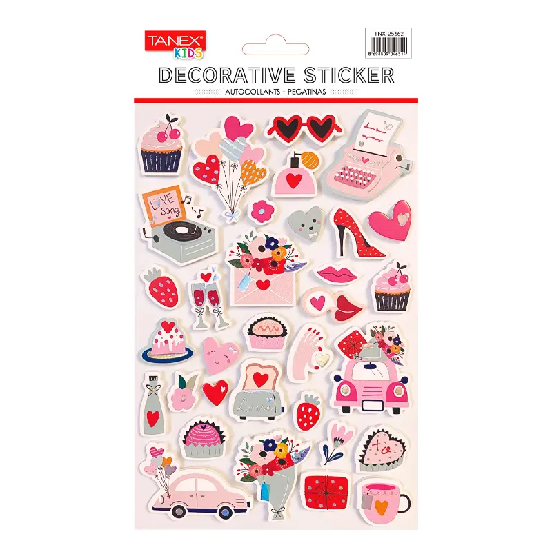 Taneks 25362 Puffy Dekoratif Sticker Parti Serisi x 5 Li Paket