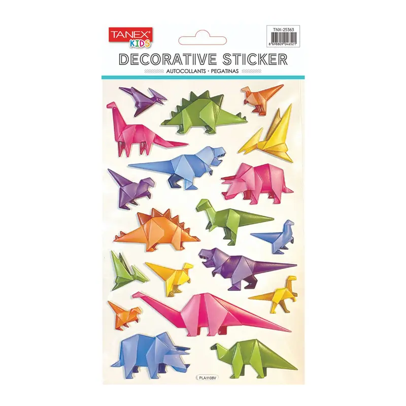 Taneks 25363 Puffy Dekoratif Sticker 3D Dinazor Serisi x 5 Li Paket