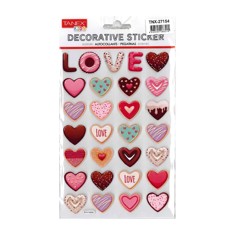 Taneks 27154 Puffy Dekoratif Sticker Eva W / Glitter Serisi x 5 Li Paket