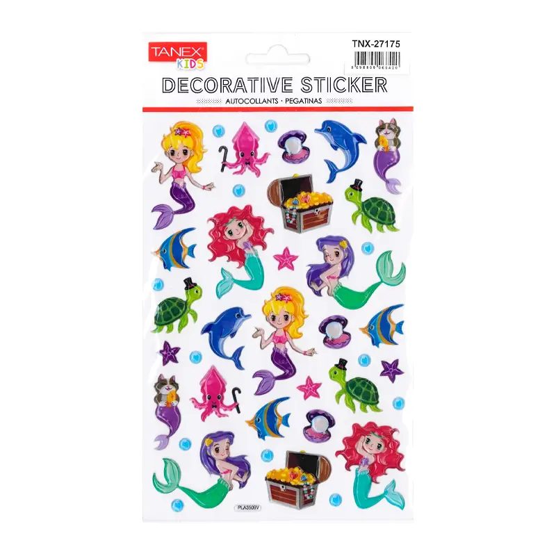 Taneks 27175 Puffy Dekoratif Sticker Deniz Kızı - Balıklar Serisi x 5 Li Paket