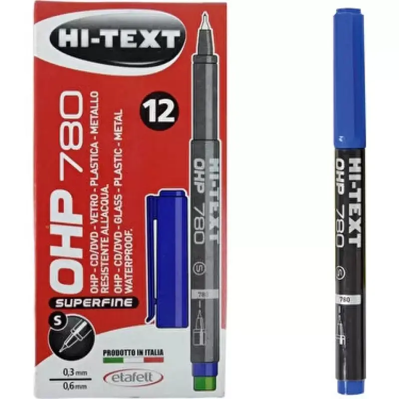 Hi-Text Medium Asetat Kalemi (M) 0.8mm - 1.9mm Mavi 12 Li Kutu