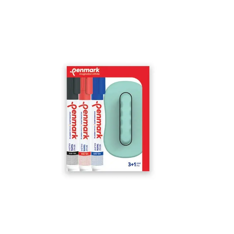 Penmark Beyaz Tahta Kalemi 3 Lü Set + Silgi