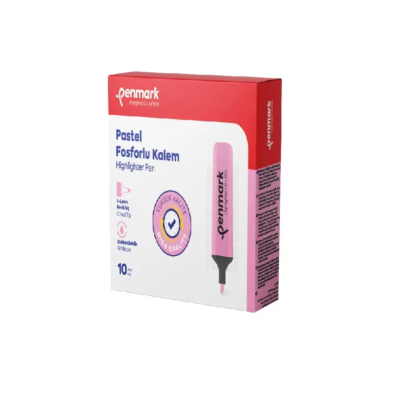 Penmark Pastel Fosforlu Kalem 1-5mm Kesik Uç Gül Suyu 10 Lu Kutu