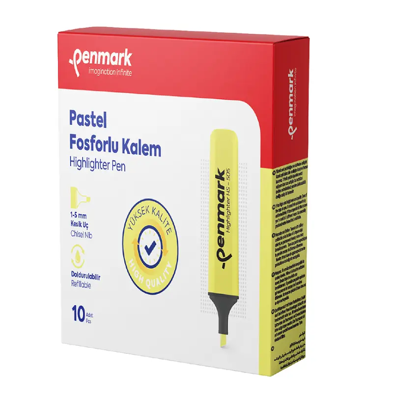 Penmark Pastel Fosforlu Kalem 1-5mm Kesik Uç Limoni 10 Lu Kutu