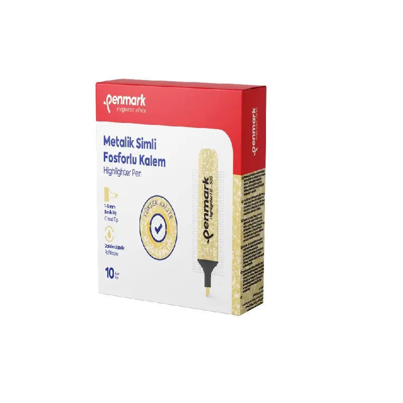 Penmark Metalik Simli Fosforlu Kalem 1-5mm Kesik Uç Gold 10 Lu Kutu