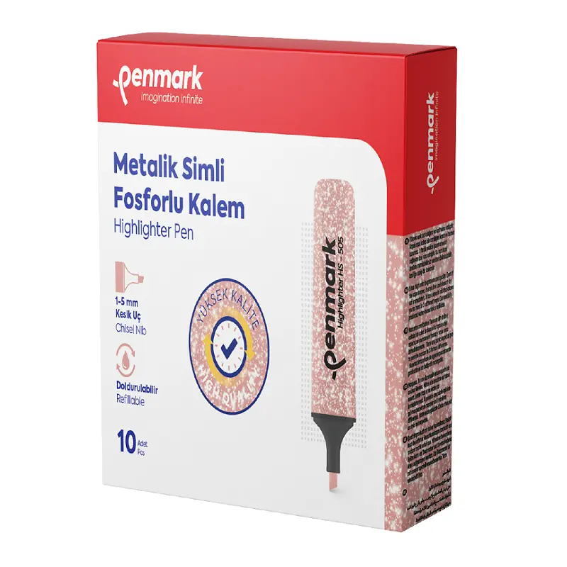 Penmark Metalik Simli Fosforlu Kalem 1-5mm Kesik Uç Bronz 10 Lu Kutu