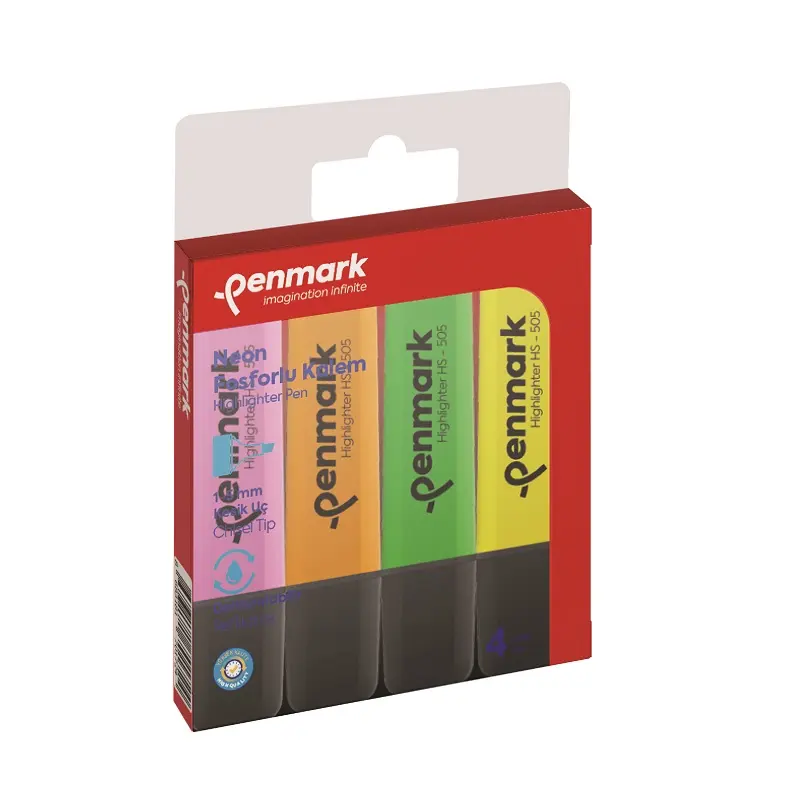 Penmark Neon Fosforlu Kalem 1-5mm Kesik Uç 4 Renk Karışık