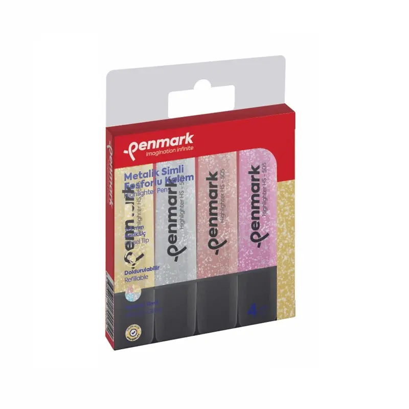 Penmark Simli Fosforlu Kalem 1-5mm Kesik Uç 4 Renk Karışık