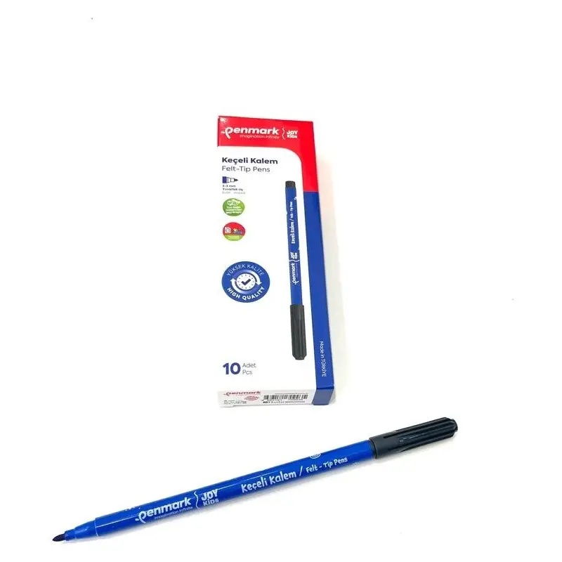 Penmark Süper Su Bazlı Yıkanabilir Yuvarlak Uç Keçeli Kalem 2-3mm 10 Lu Kutu Mavi
