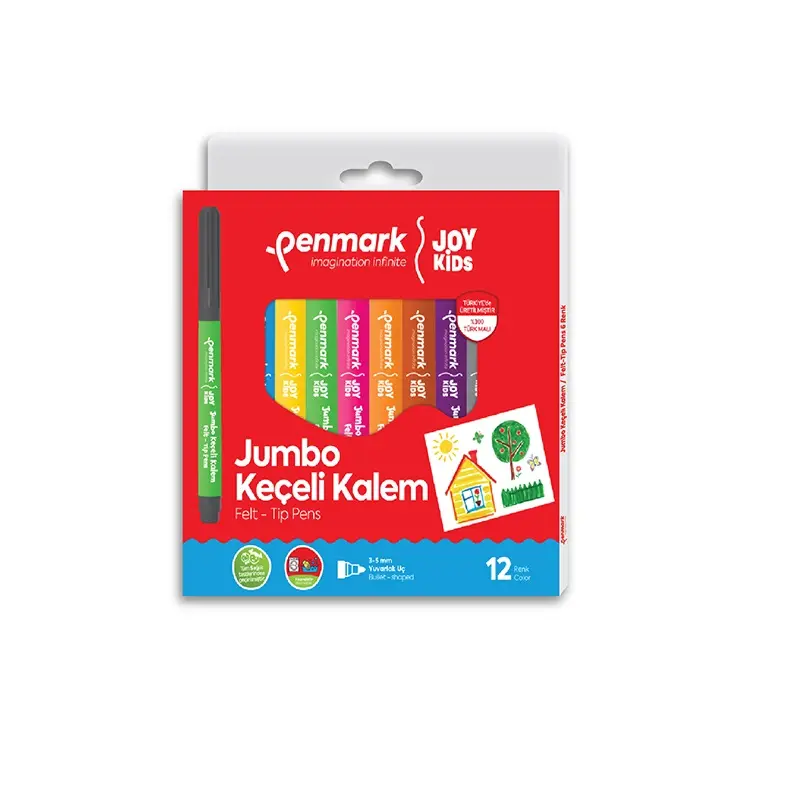 Penmark Süper Su Bazlı Yıkanabilir Jumbo Keçeli Kalem 12 Renk
