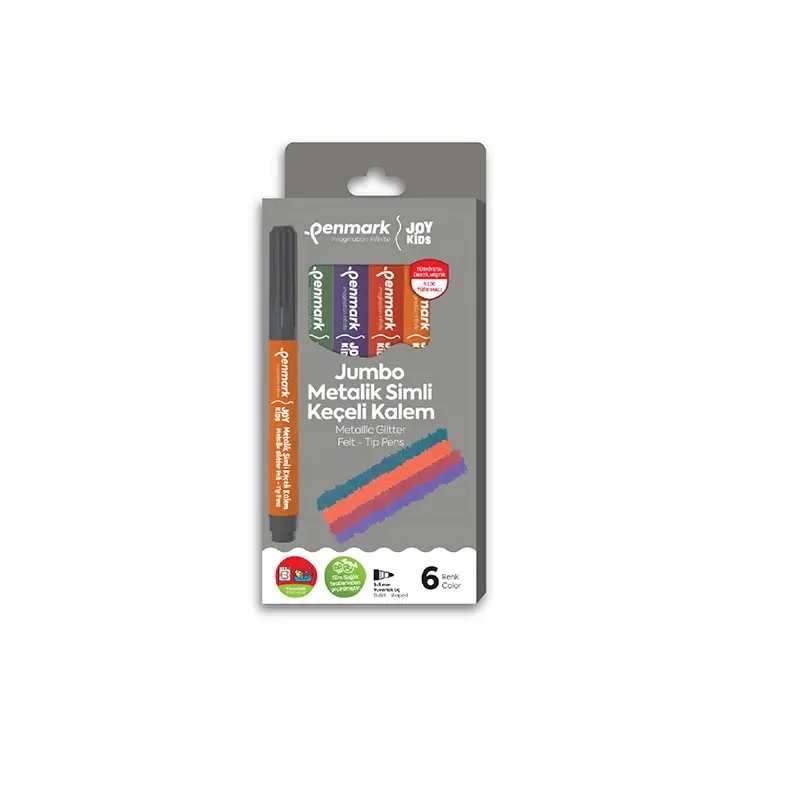 Penmark Süper Yıkanabilir Metalik Simli Jumbo Keçeli Kalem 6 Renk