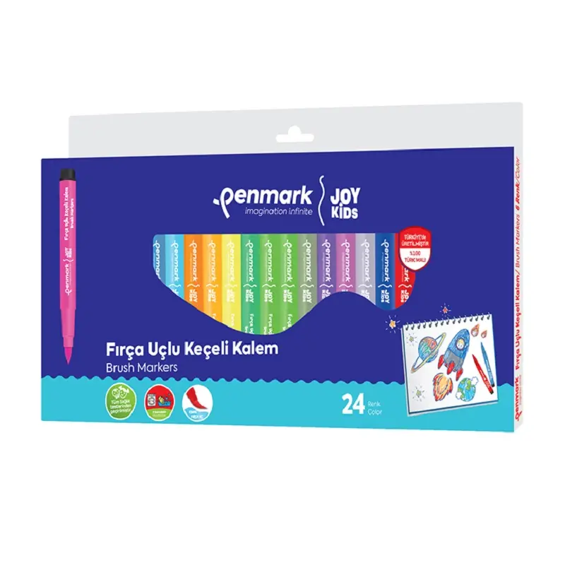Penmark Süper Su Bazlı Yıkanabilir Fırça Uçlu Keçeli Kalem 24 Renk