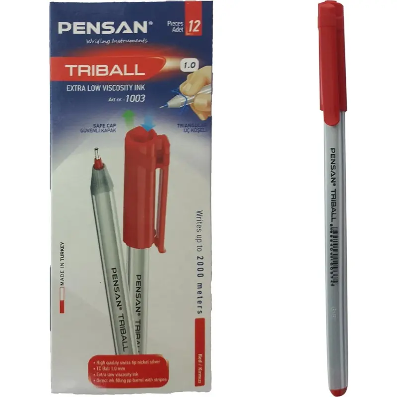 Pensan Triball 1003 Tükenmez Kalem 1.0 mm Kırmızı 12 Li Kutu