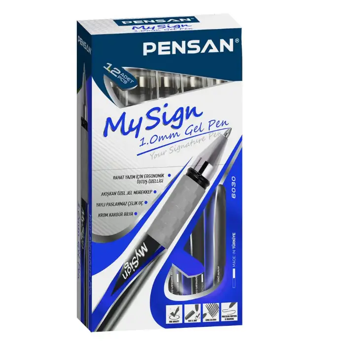 Pensan My-Sign 6030 Jel Mürekkepli Roller Kalem 1.0 mm Mavi 12 Li Kutu