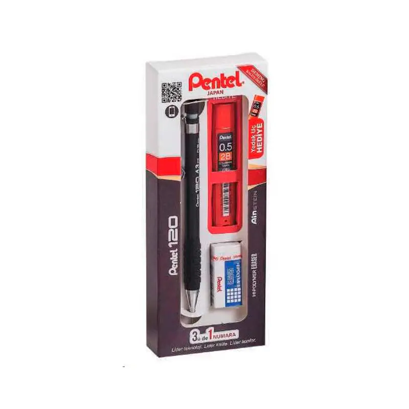 Pentel A315 Versatil Kalem + Silgi + Min 3 Lü Okul Seti Siyah