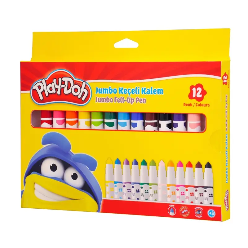 Play-Doh KE010 Jumbo Keçeli Kalem 12 Renk 8mm Karton Kutu