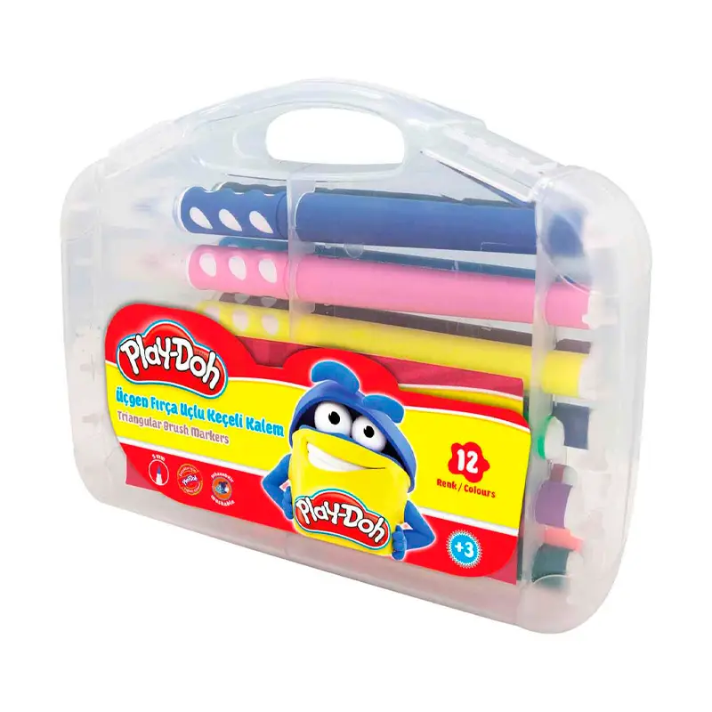 Play-Doh KE018 Üçgen Fırça Uçlu Keçeli Kalem 12 Renk PP Kutu