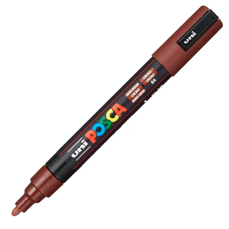 Uni-Ball Posca 1.8 - 2.5mm Su Bazlı Poster Markörü Kakao Kahve 6 Lı Kutu