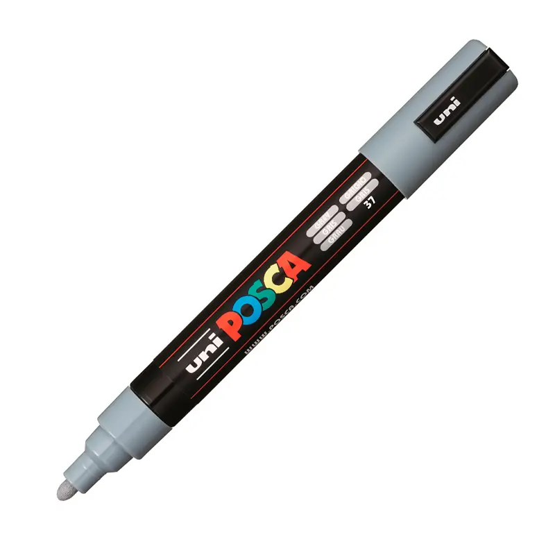 Uni-Ball Posca PC-5M 1.8 - 2.5 mm Su Bazlı Poster Markörü Gri 6 Lı Kutu