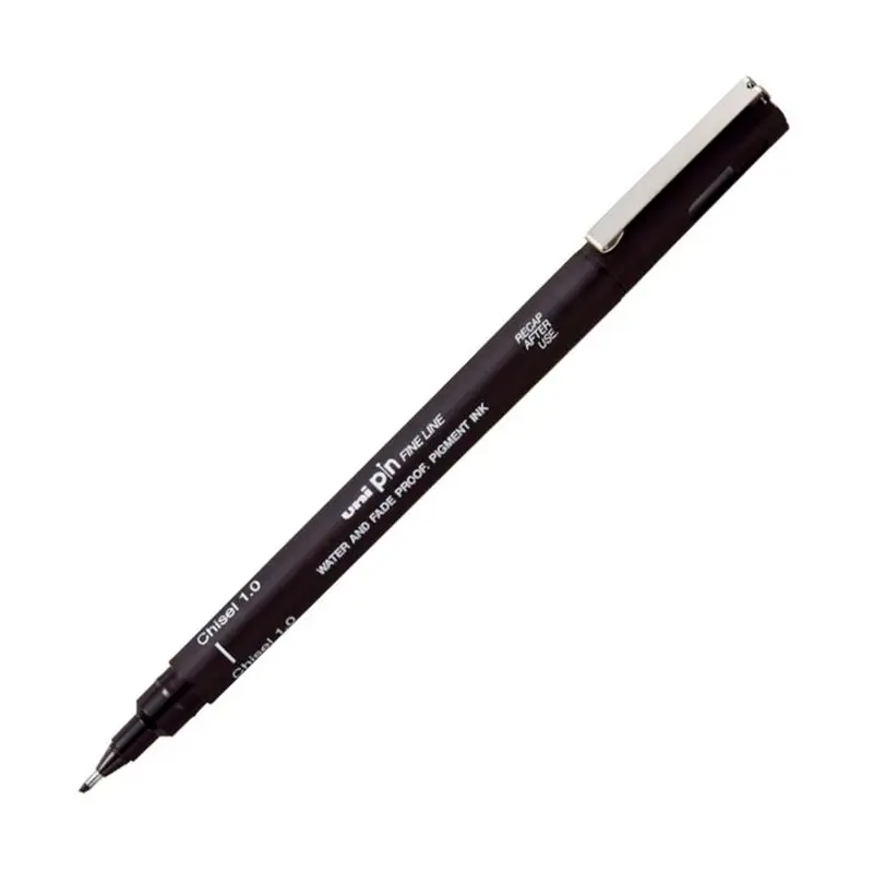 Uni-Ball PINCS1 Pin 1.0mm Fine Line Kesik Uçlu Kalem Siyah 12 Li Kutu
