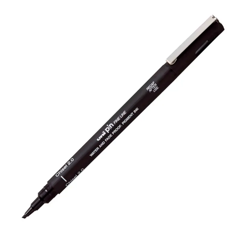 Uni-Ball Pin 2.0mm Fine Line Kesik Uçlu Kalem Siyah 12 Li Kutu
