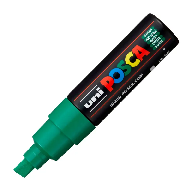 Uni-Ball Posca PC-8K 8.0mm Su Bazlı Poster Markörü Yeşil 6 Lı Kutu