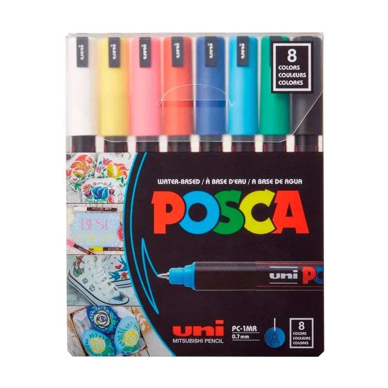 Uni-Ball PC-1MR Posca 0.7mm Su Bazlı Poster Markörü Anarenkler 8 Renk