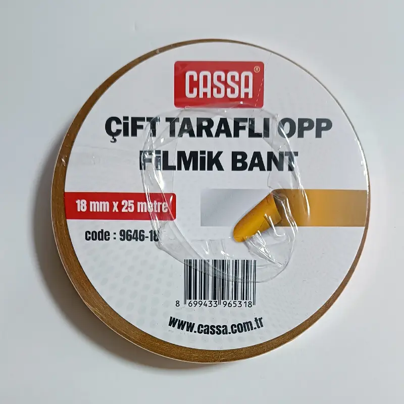 Cassa Çift Taraflı OPP Filmik Bant 18mm x 25mt