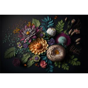 Black And Flowers Rölyef Poster Baskı Kağıt Boyutu: 33x48cm Baskı Boyutu: 31.1x46.7cm 8 Adet
