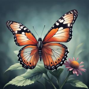 Butterfly And Flowers Rölyef Poster Baskı Kağıt Boyutu: 33x48cm Baskı Boyutu: 31.5x31.5cm 8 Adet