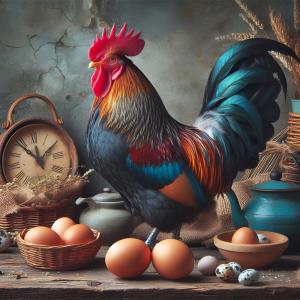 Cock And Eggs Rölyef Poster Baskı Kağıt Boyutu: 33x48cm Baskı Boyutu: 31.5x31.5cm 8 Adet