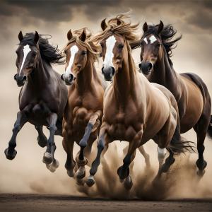 Running Horses Rölyef Poster Baskı Kağıt Boyutu: 33x48cm Baskı Boyutu: 31.5x31.5cm 8 Adet