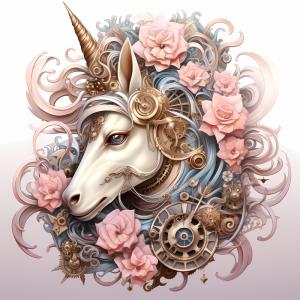 Unicorn And Pink Flower Rölyef Poster Baskı Kağıt Boyutu: 33x48cm Baskı Boyutu: 31.5x31.5cm 8 Adet