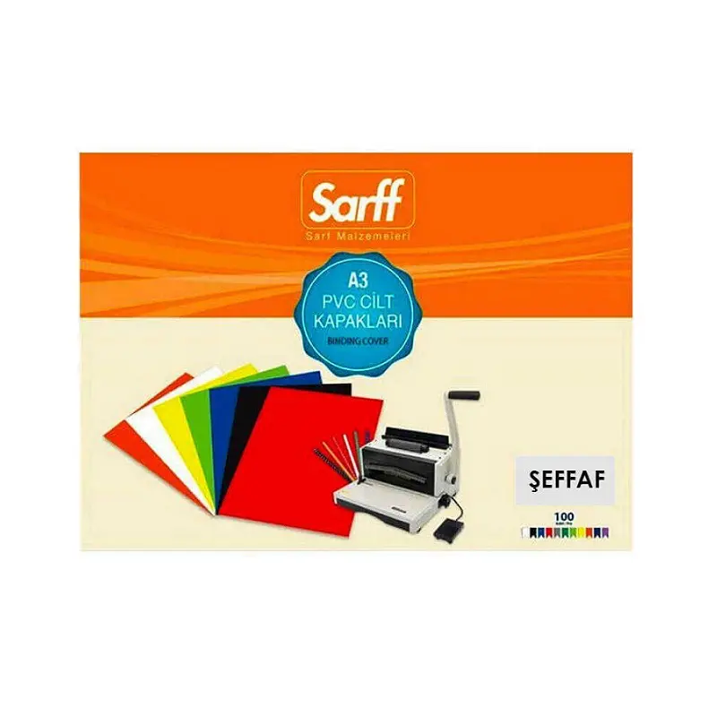 Sarff PVC Cilt Kapağı 160 Micron A3 Şeffaf 100 Lü Paket