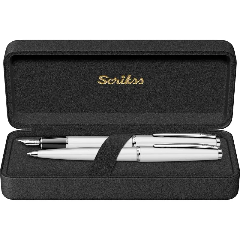 Scrikss 33 İkili Set Dolma Kalem + Tükenmez Kalem Vintage Beyaz