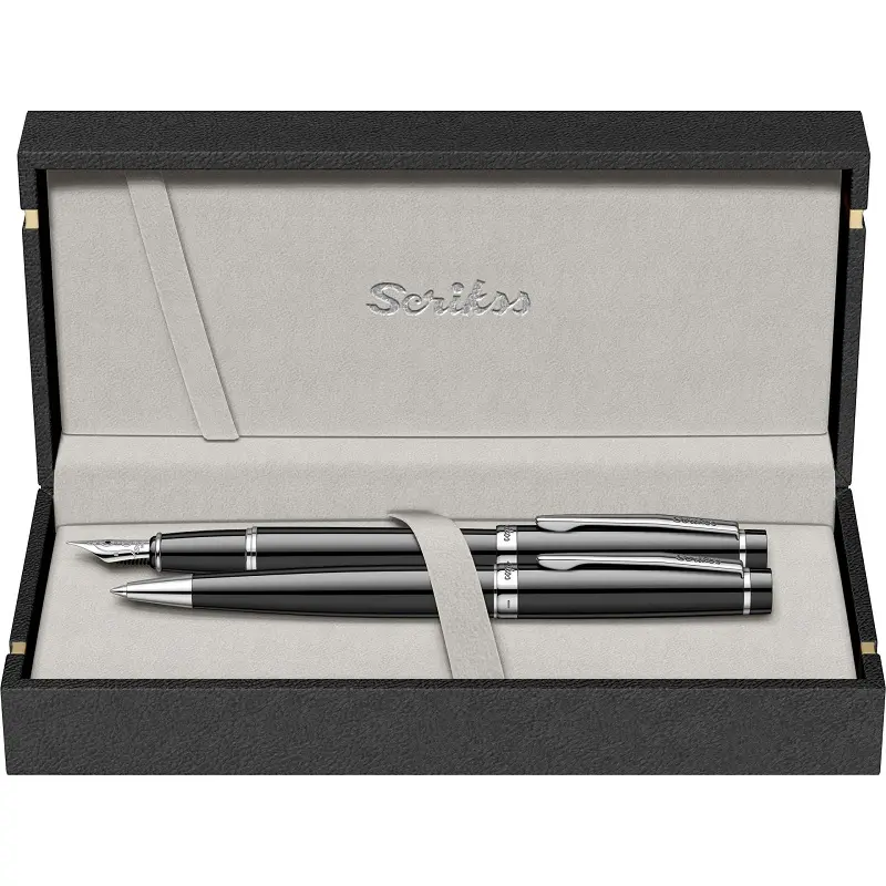 Scrikss 38 Honour İkili Set Dolma Kalem - Tükenmez Kalem Siyah Krom
