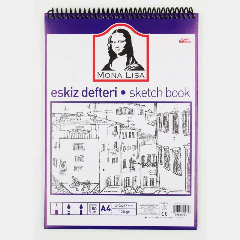 Südor Mona Lisa Eskiz Defteri 120 Gr. 50 Yaprak Üstten Spiralli A4