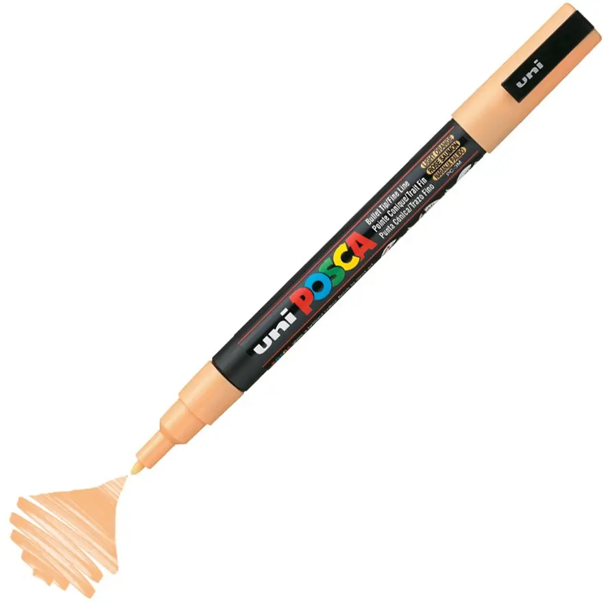 Uni-Ball Posca PC-3M 0.9 - 1.3mm Su Bazlı Poster Markörü Açık Turuncu 6 Lı Kutu