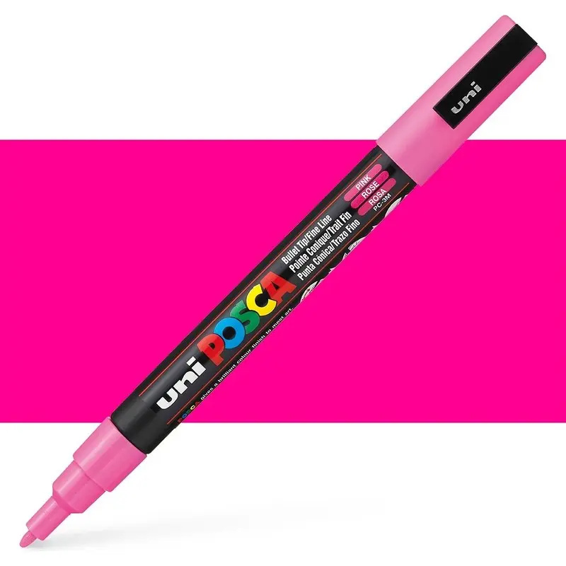 Uni-Ball Posca PC-3M 0.9 - 1.3 mm Su Bazlı Poster Markörü Pembe 6 Lı Kutu