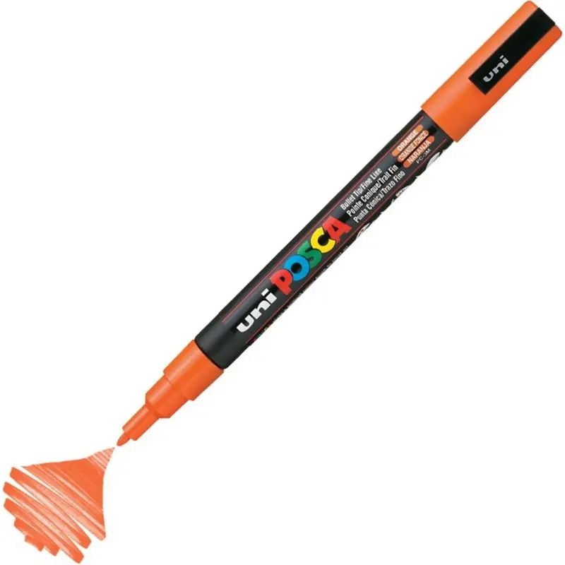 Uni-Ball Posca PC-3M 0.9 - 1.3 mm Su Bazlı Poster Markörü Turuncu 6 Lı Kutu