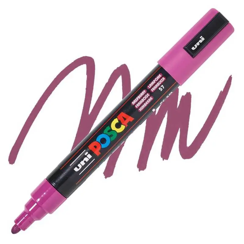 Uni-Ball Posca PC-5M 1.8 - 2.5 mm Su Bazlı Poster Markörü Ahududu 6 Lı Kutu