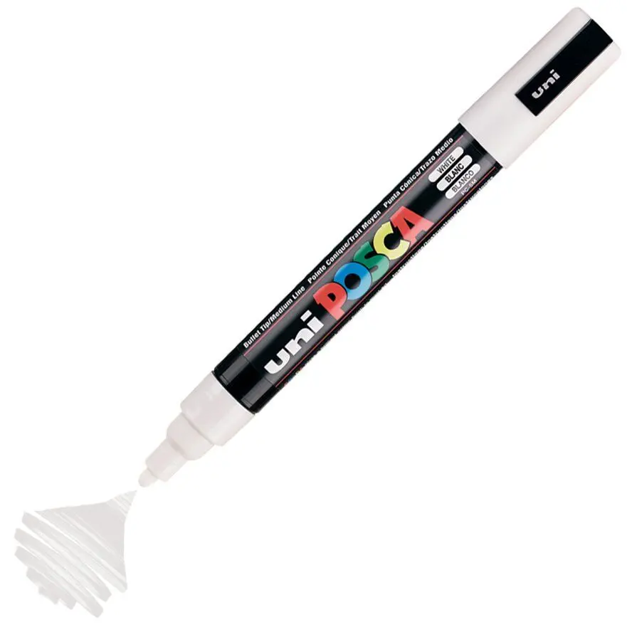 Uni-Ball Posca PC-5M 1.8 - 2.5 mm Su Bazlı Poster Markörü Beyaz 6 Lı Kutu