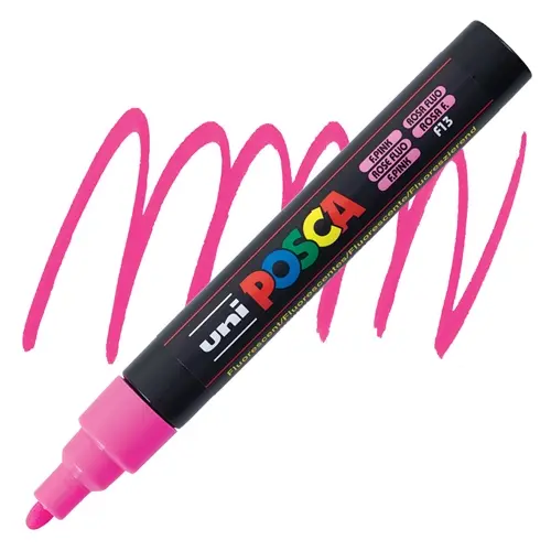 Uni-Ball Posca PC-5M 1.8 - 2.5 mm Su Bazlı Poster Markörü Fosforlu Pembe 6 Lı Kutu