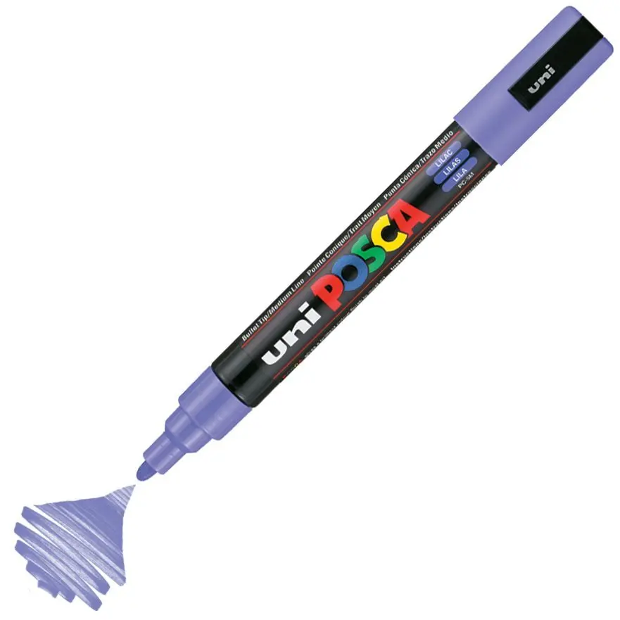 Uni-Ball Posca PC-5M 1.8 - 2.5 mm Su Bazlı Poster Markörü Leylak 6 Lı Kutu