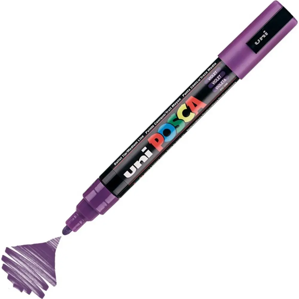 Uni-Ball Posca PC-5M 1.8 - 2.5 mm Su Bazlı Poster Markörü Mor 6 Lı Kutu