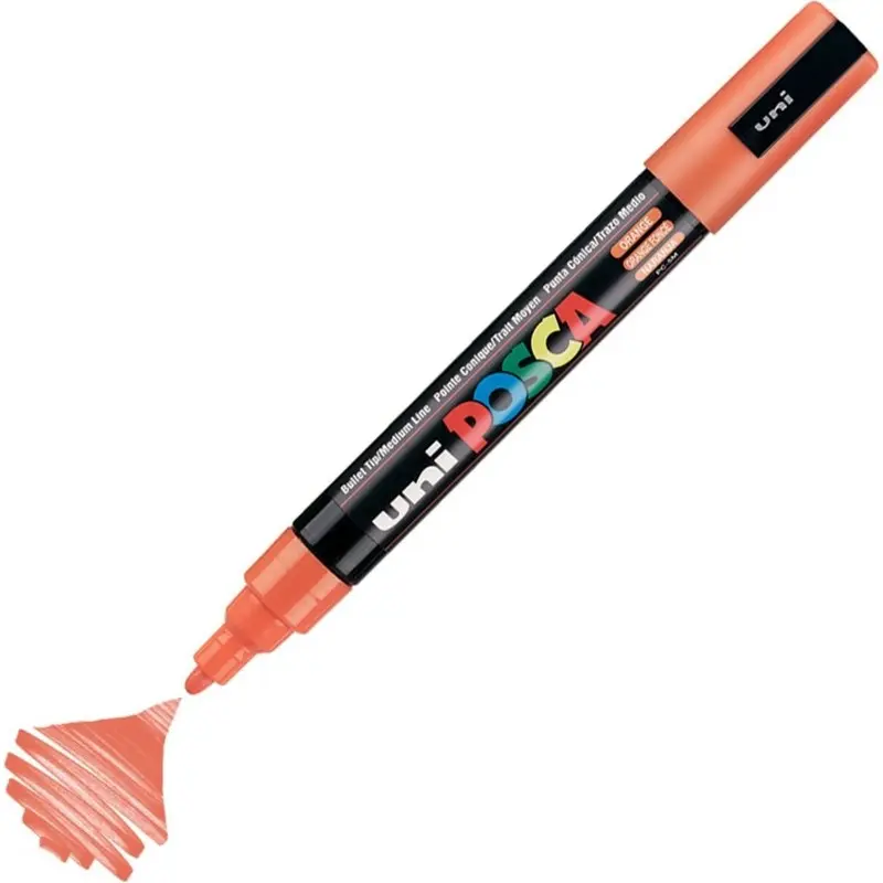Uni-Ball Posca PC-5M 1.8 - 2.5 mm Su Bazlı Poster Markörü Turuncu 6 Lı Kutu