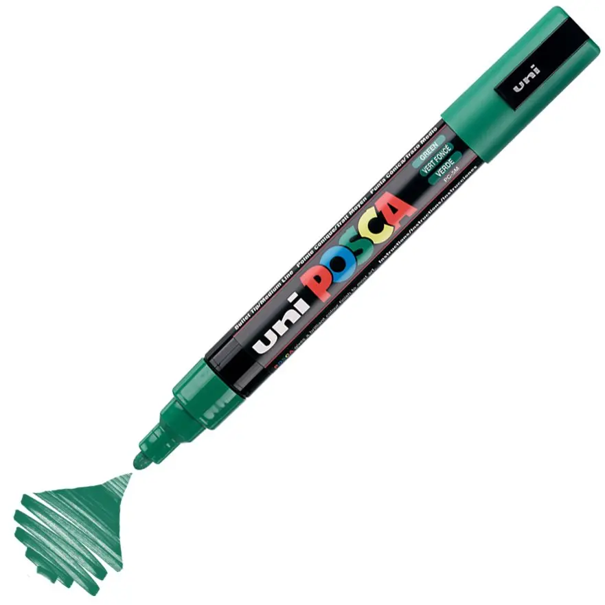 Uni-Ball Posca PC-5M 1.8 - 2.5mm Su Bazlı Poster Markörü Yeşil 6 Lı Kutu
