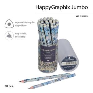 Bruno Visconti HappyGraphix Masal Desen Üçgen Gövde Jumbo Kurşun Kalem 3.5mm 4B 30 Lu Paket